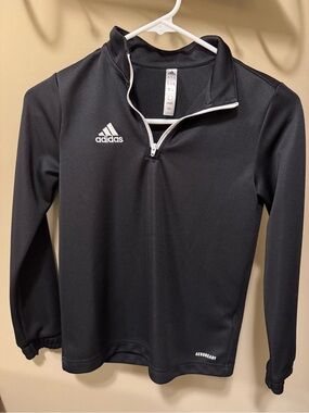 Adidas Boys Youth Small (8) AEROREADY Black Quarter Zip Pullover
